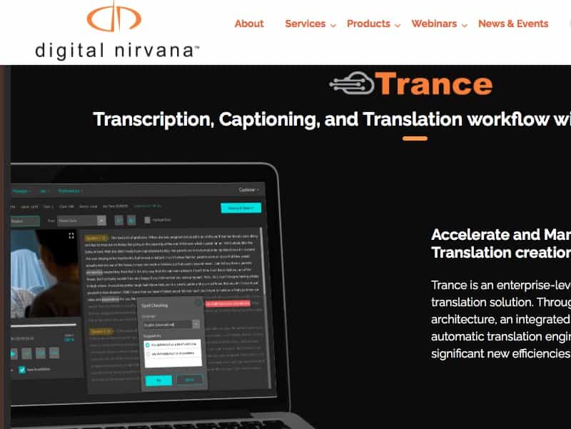 Digital Nirvana: funzionalità avanzate per la soluzione di sottotitoli e trascrizioni Trance